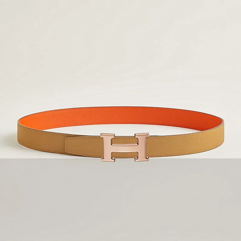 H Belt Buckle & Reversible Leather Strap 32 MM