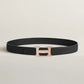 H Belt Buckle & Reversible Leather Strap 32 MM