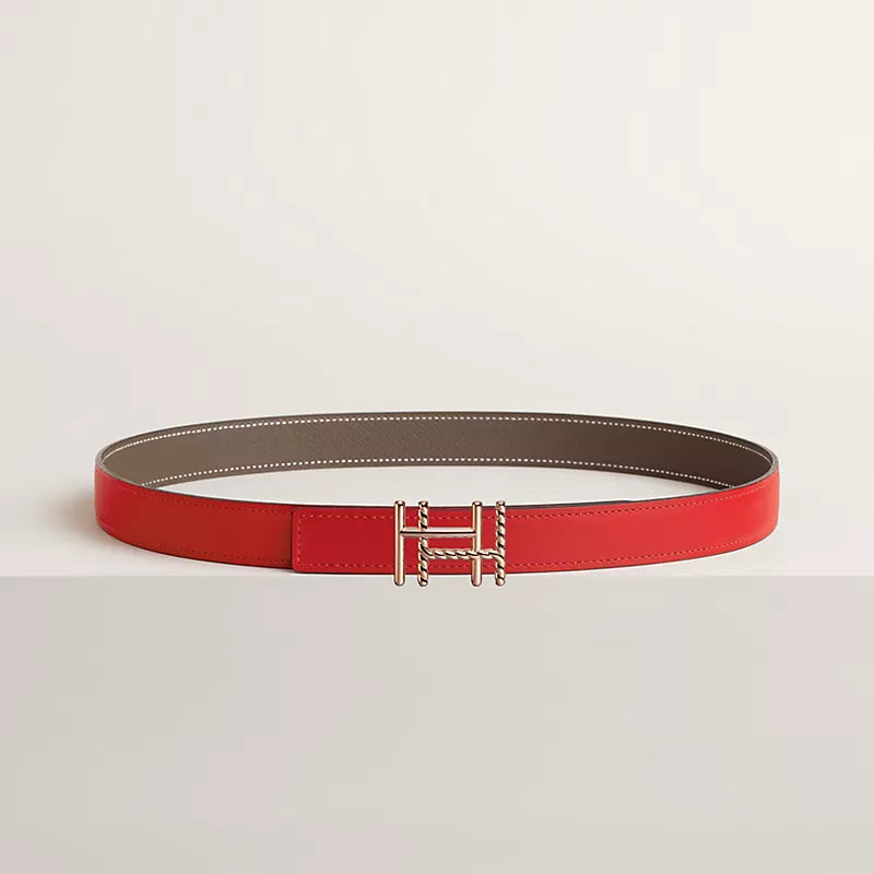 H au Carre Twist Belt Buckle & Reversible Leather Strap 24 MM